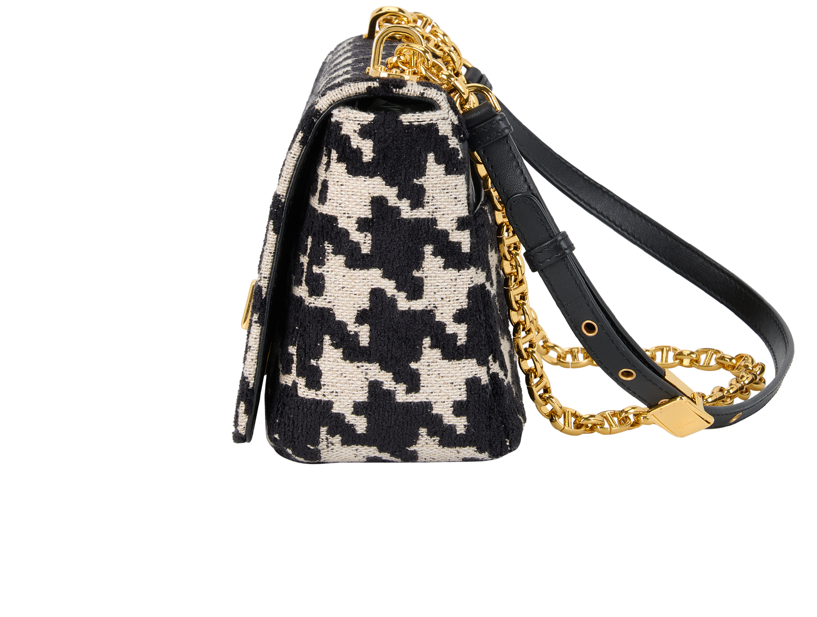 Medium Caro, &pound;1,900, Handbags, Black/White, Fabric, Bottom view